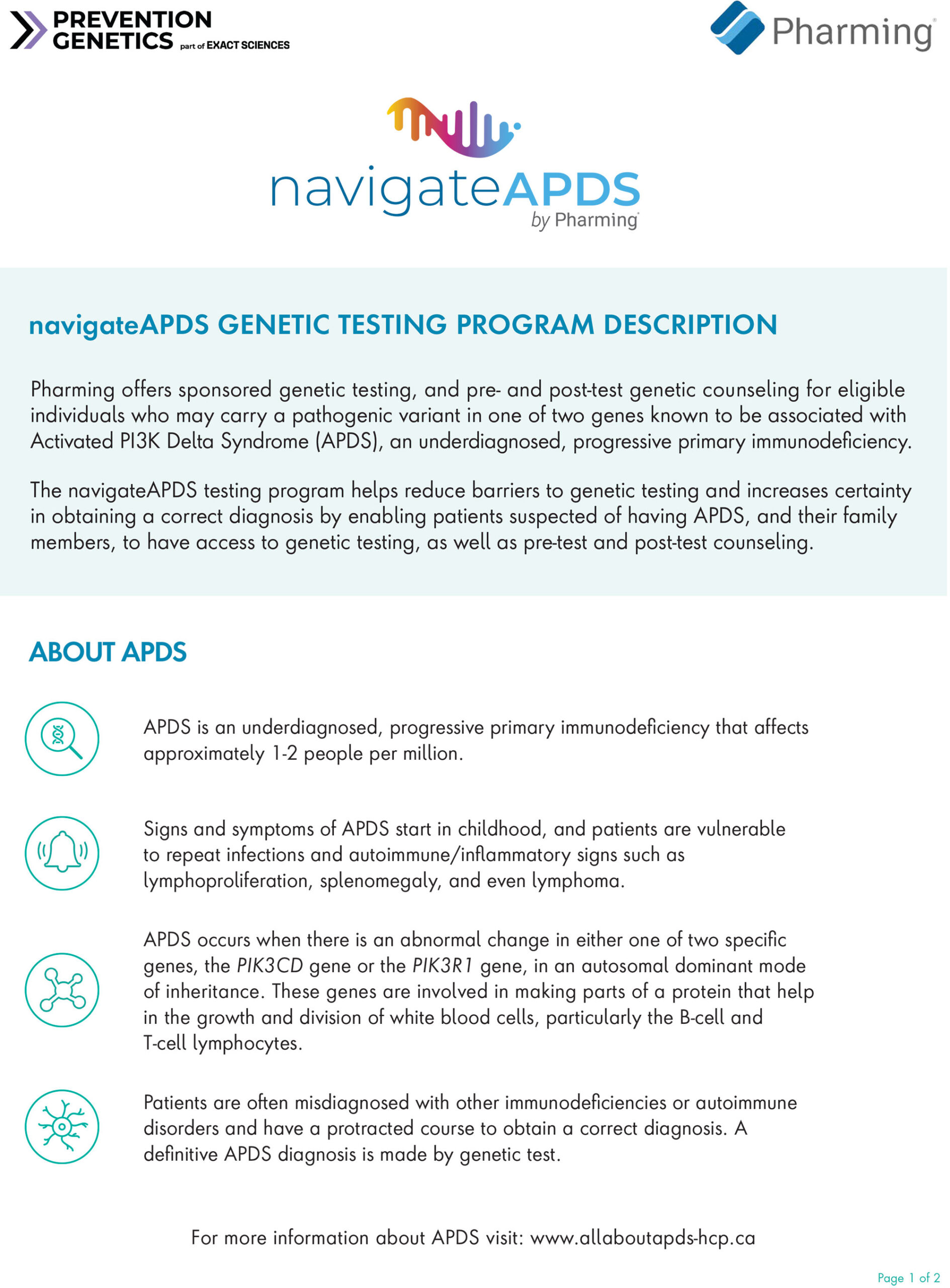 NavigateAPDS Genetic Testing Information Sheet